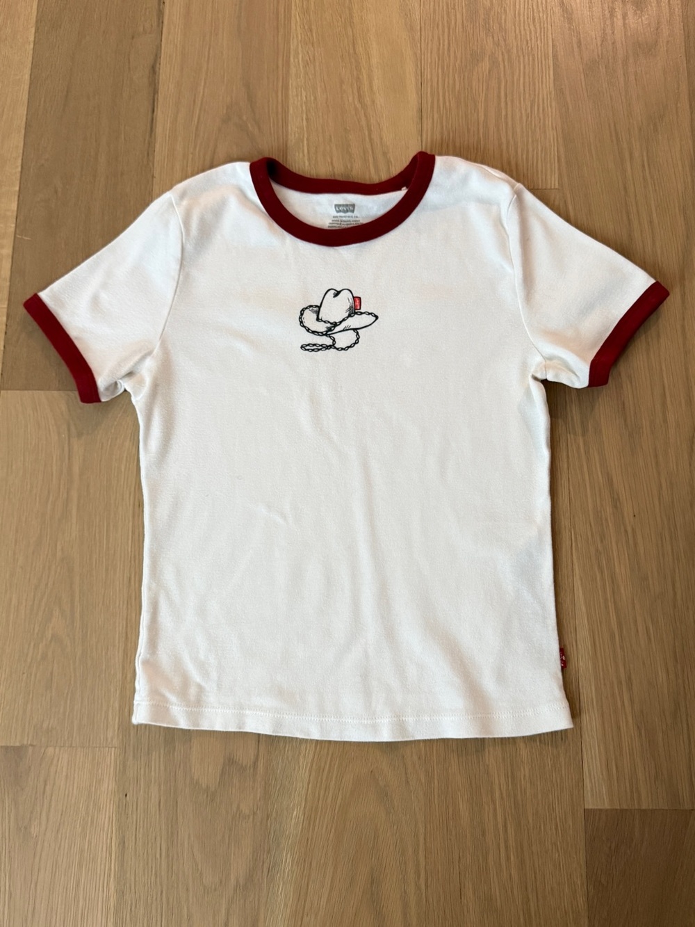 Levi's White Ringer Tee with Cowboy Hat Detail